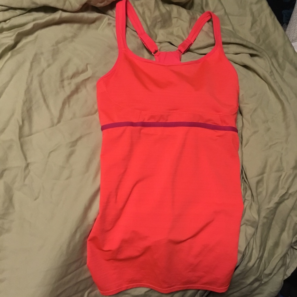 Brooks neon red running tank top